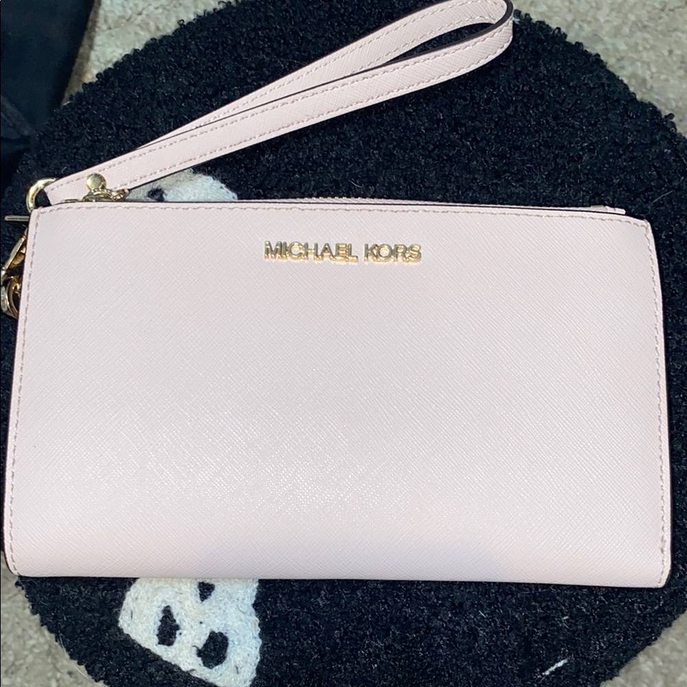 Michael Kors Pink Leather Clutch Wristlet
